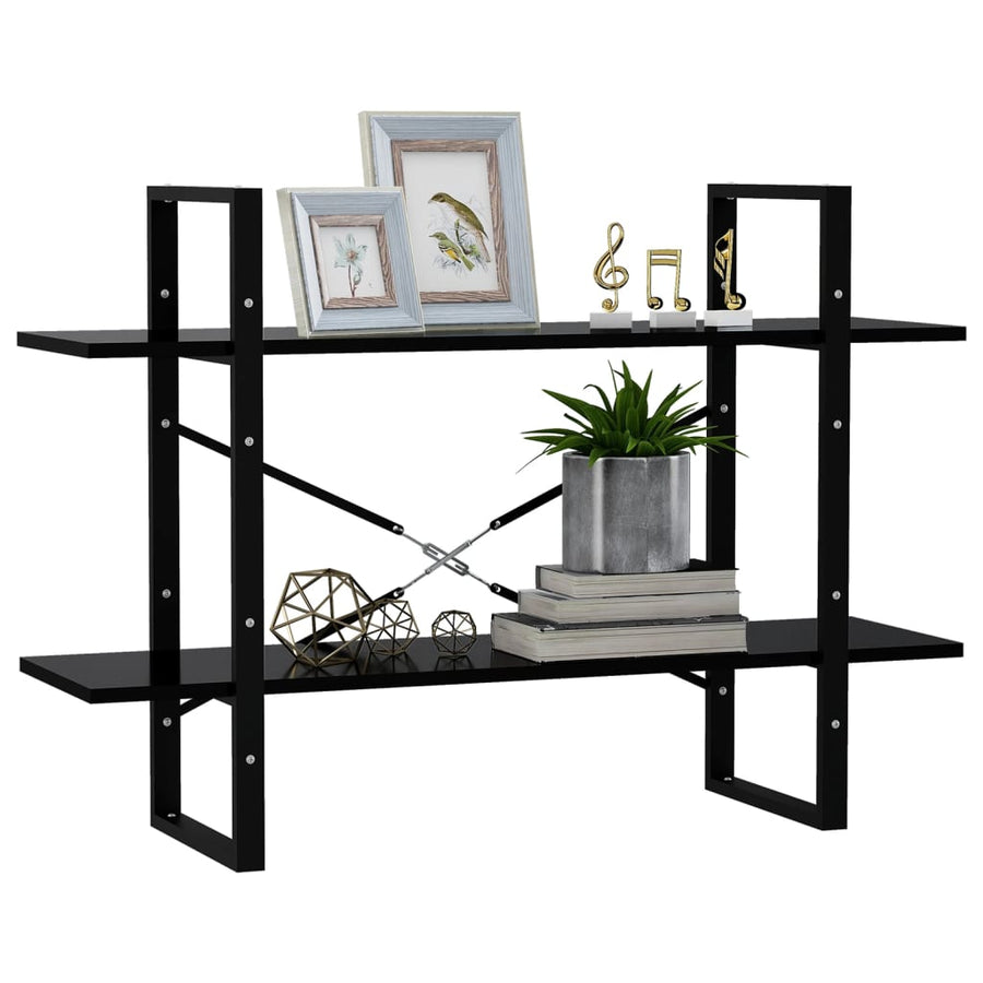 Boekenkast Met 2 Schappen Spaanplaat Zwart 100 x 30 x 70 cm Bewerkt hout