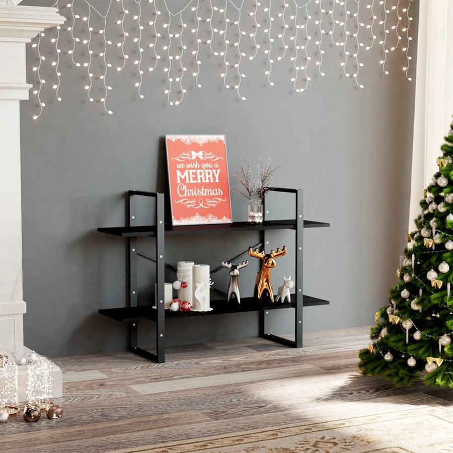 Boekenkast Met 2 Schappen Spaanplaat Zwart 100 x 30 x 70 cm Bewerkt hout