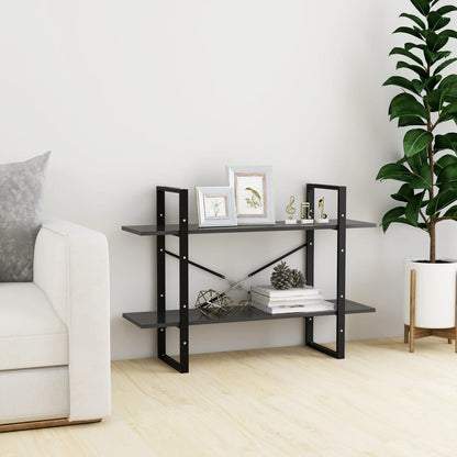 Boekenkast Met 2 Schappen Spaanplaat Grijs 100 x 30 x 70 cm Bewerkt hout