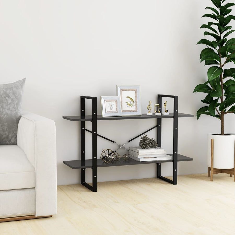 Boekenkast Met 2 Schappen Spaanplaat Grijs 100 x 30 x 70 cm Bewerkt hout