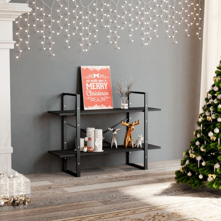 Boekenkast Met 2 Schappen Spaanplaat Grijs 100 x 30 x 70 cm Bewerkt hout