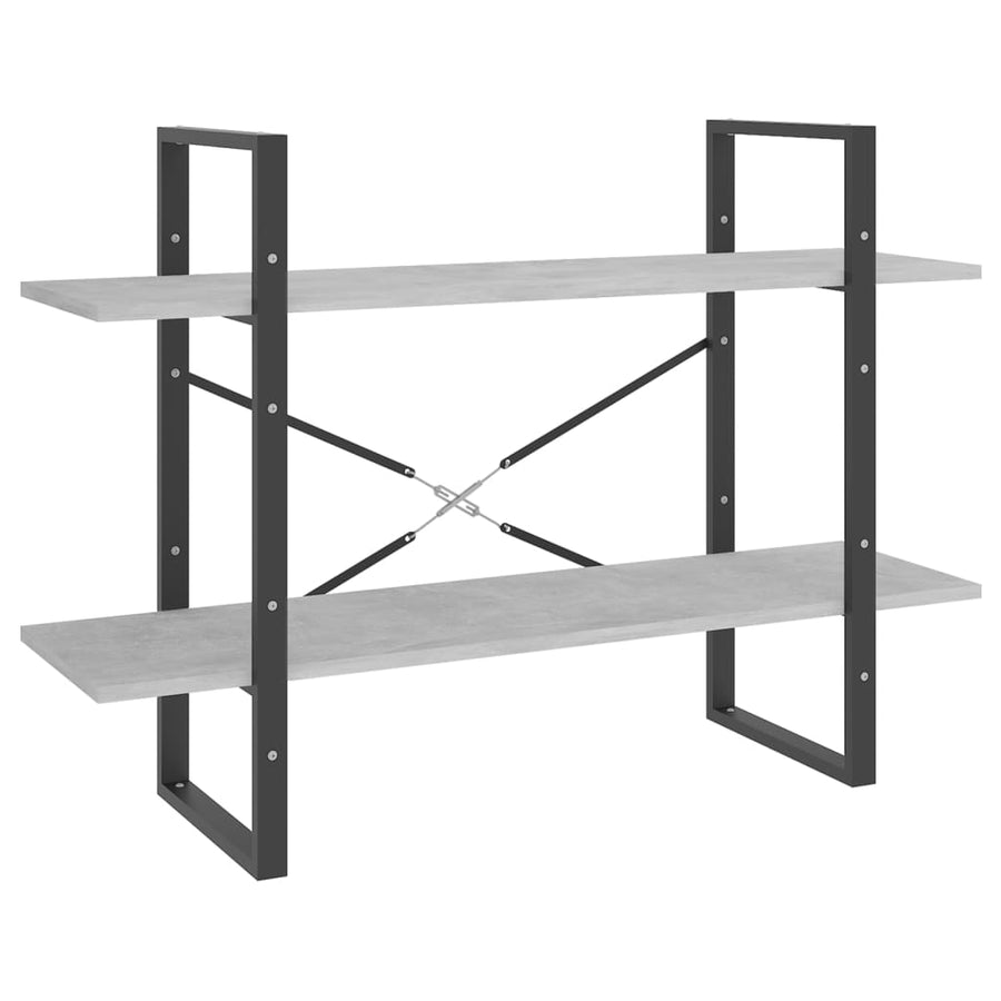 Boekenkast Met 2 Schappen Spaanplaat Betongrijs 100 x 30 x 70 cm Bewerkt hout