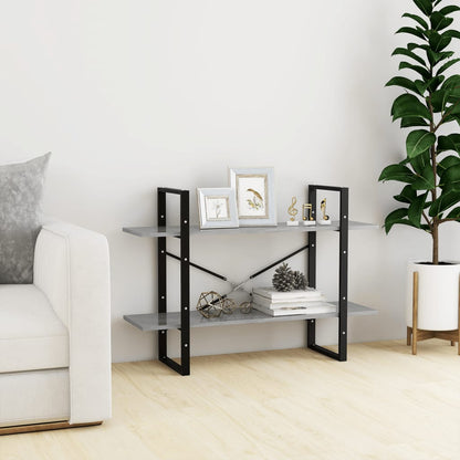 Boekenkast Met 2 Schappen Spaanplaat Betongrijs 100 x 30 x 70 cm Bewerkt hout