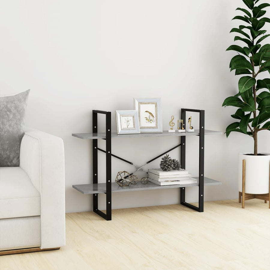 Boekenkast Met 2 Schappen Spaanplaat Betongrijs 100 x 30 x 70 cm Bewerkt hout