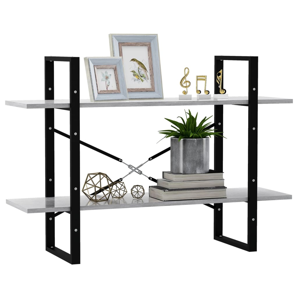 Boekenkast Met 2 Schappen Spaanplaat Betongrijs 100 x 30 x 70 cm Bewerkt hout