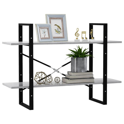 Boekenkast Met 2 Schappen Spaanplaat Betongrijs 100 x 30 x 70 cm Bewerkt hout