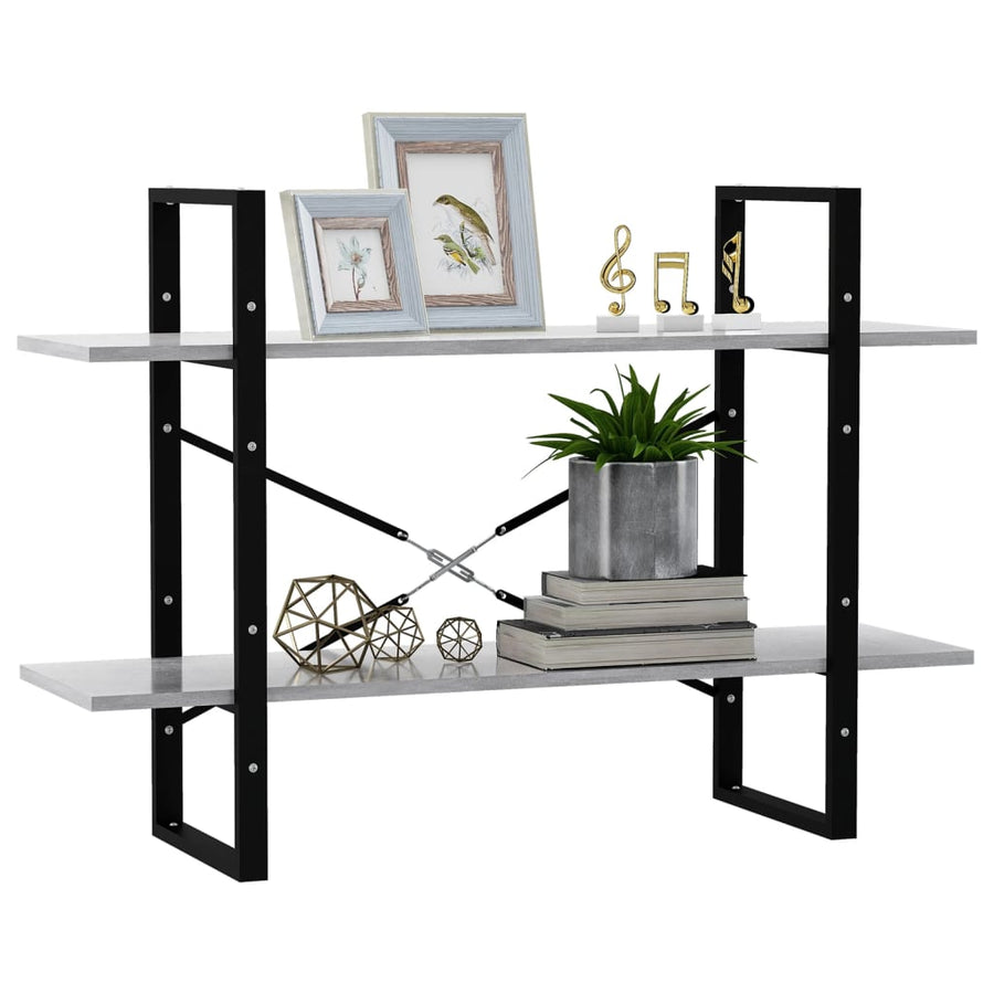 Boekenkast Met 2 Schappen Spaanplaat Betongrijs 100 x 30 x 70 cm Bewerkt hout