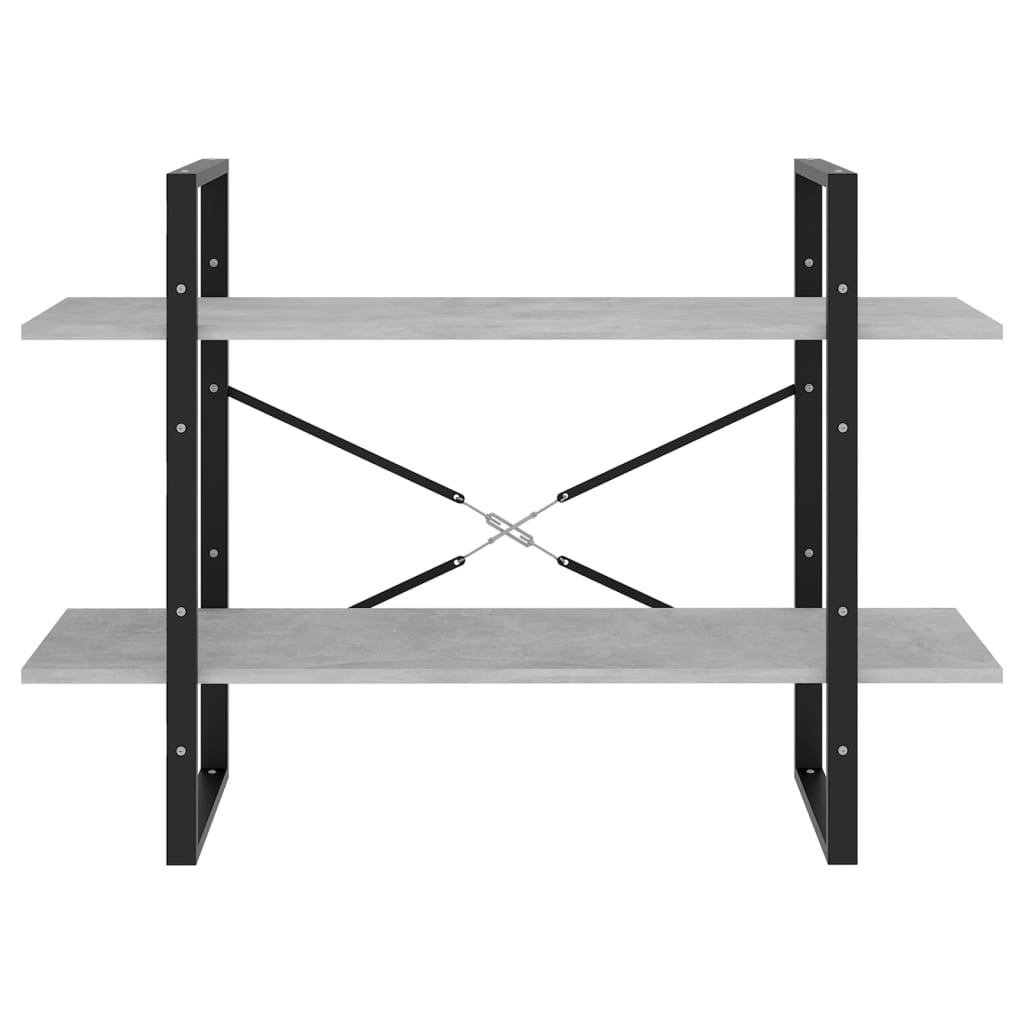 Boekenkast Met 2 Schappen Spaanplaat Betongrijs 100 x 30 x 70 cm Bewerkt hout