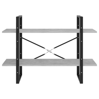 Boekenkast Met 2 Schappen Spaanplaat Betongrijs 100 x 30 x 70 cm Bewerkt hout
