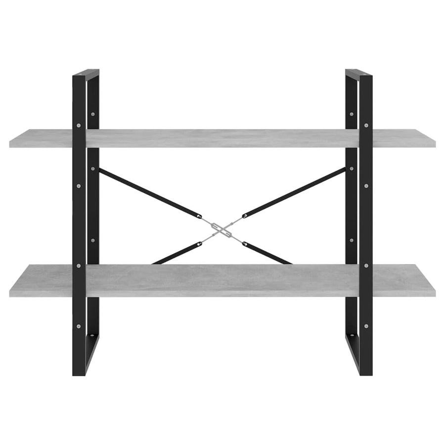 Boekenkast Met 2 Schappen Spaanplaat Betongrijs 100 x 30 x 70 cm Bewerkt hout