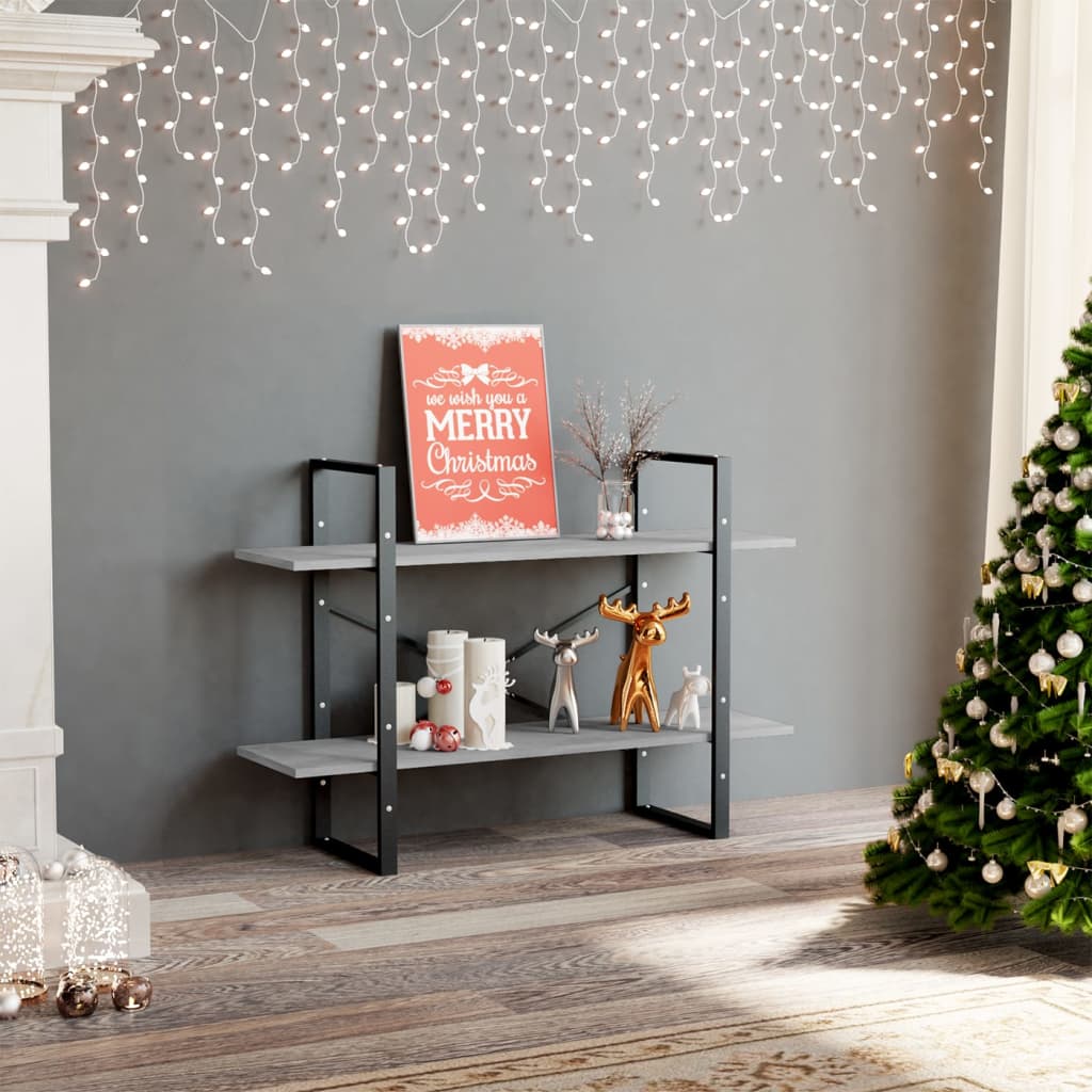 Boekenkast Met 2 Schappen Spaanplaat Betongrijs 100 x 30 x 70 cm Bewerkt hout