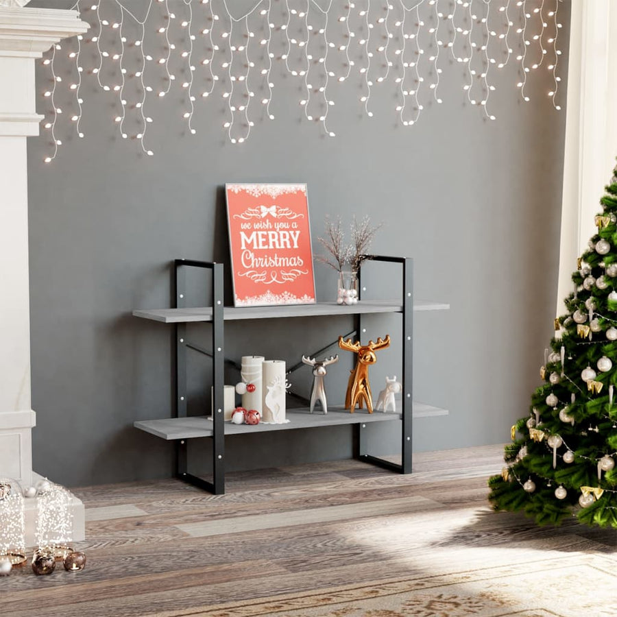 Boekenkast Met 2 Schappen Spaanplaat Betongrijs 100 x 30 x 70 cm Bewerkt hout