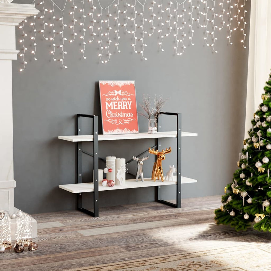 Boekenkast Met 2 Schappen Massief Grenen Wit 100 x 30 x 70 cm Hout