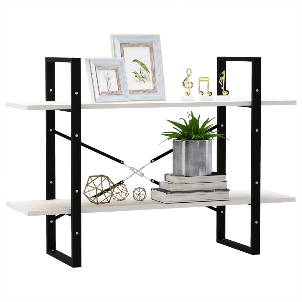 Boekenkast Met 2 Schappen Massief Grenen Wit 100 x 30 x 70 cm Hout