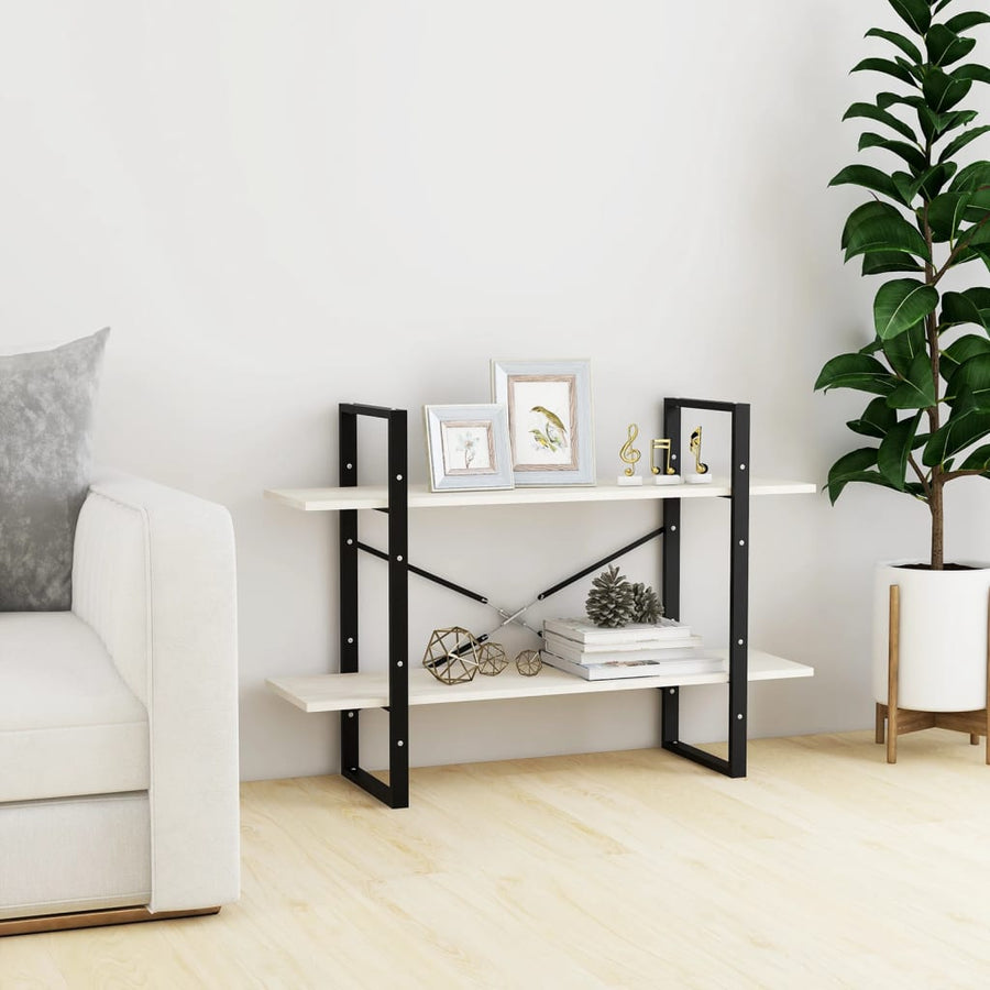 Boekenkast Met 2 Schappen Massief Grenen Wit 100 x 30 x 70 cm Hout