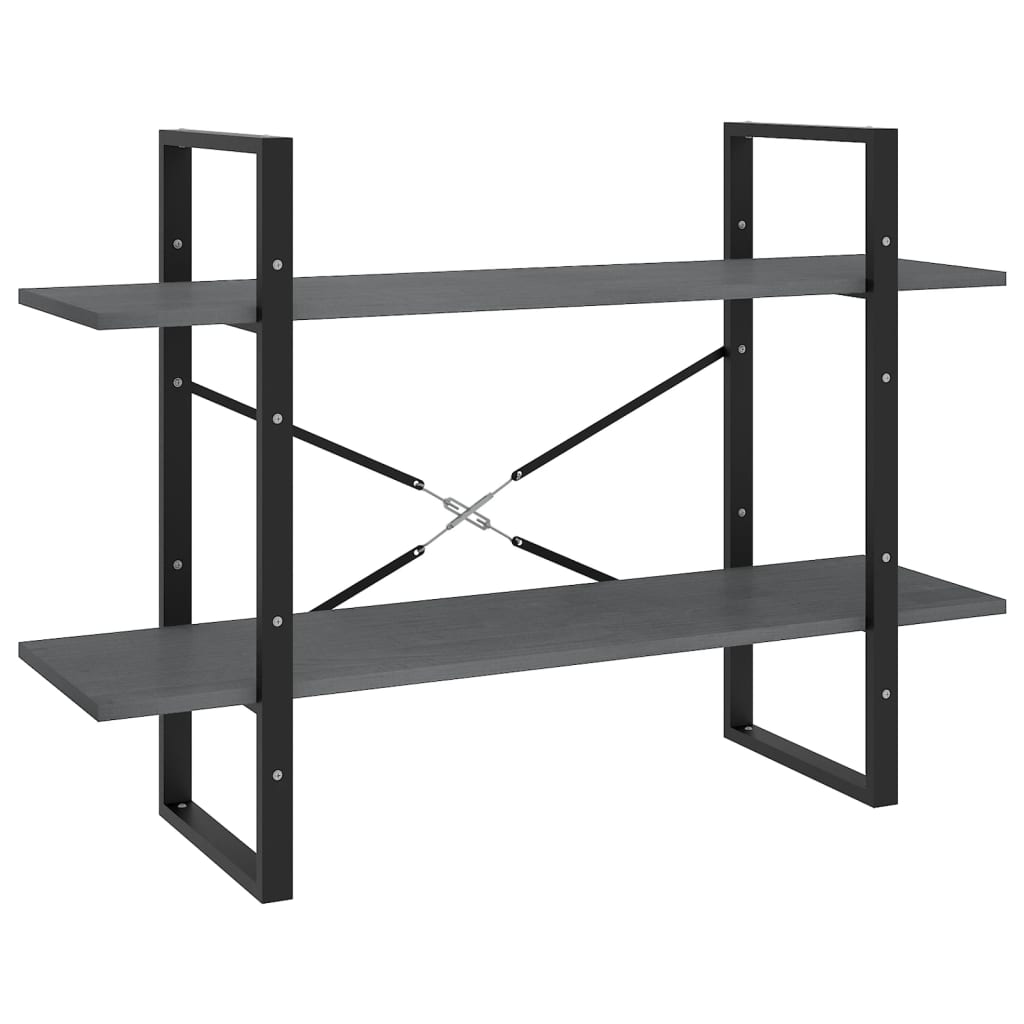 Boekenkast Met 2 Schappen Massief Grenen Grijs 100 x 30 x 70 cm Hout