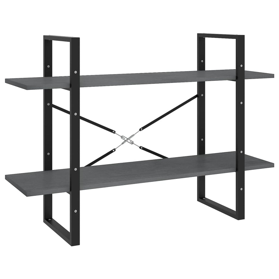 Boekenkast Met 2 Schappen Massief Grenen Grijs 100 x 30 x 70 cm Hout