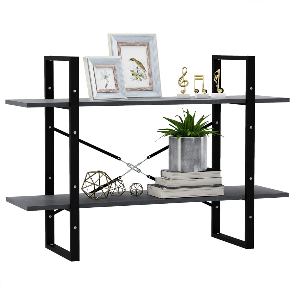 Boekenkast Met 2 Schappen Massief Grenen Grijs 100 x 30 x 70 cm Hout