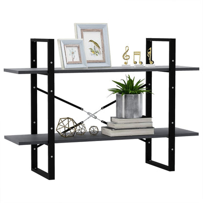 Boekenkast Met 2 Schappen Massief Grenen Grijs 100 x 30 x 70 cm Hout