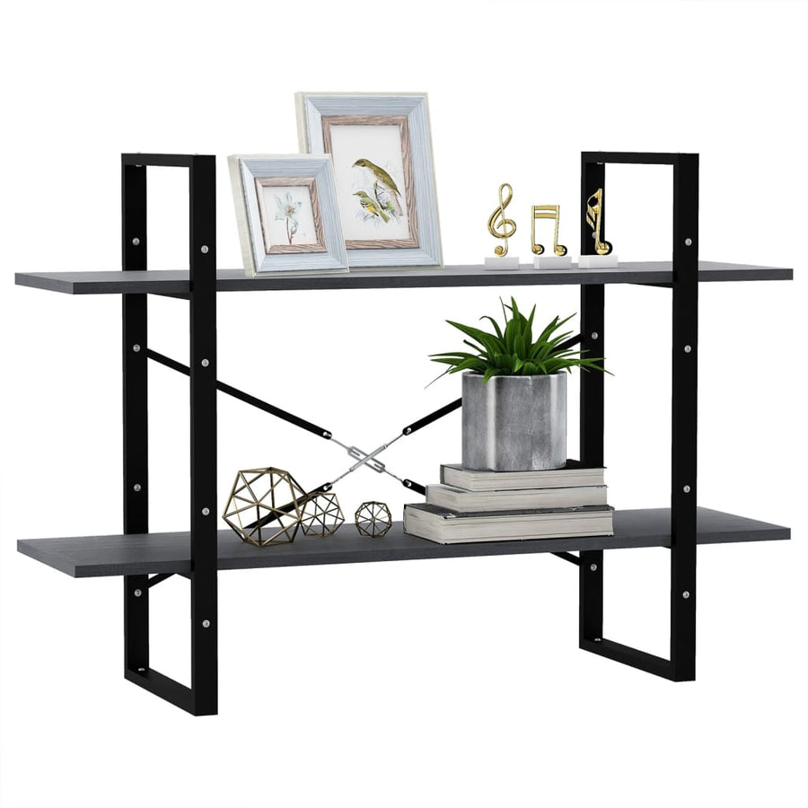 Boekenkast Met 2 Schappen Massief Grenen Grijs 100 x 30 x 70 cm Hout