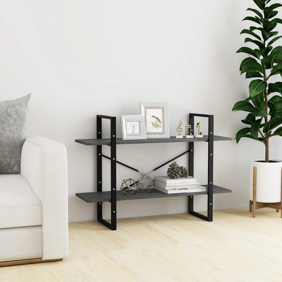 Boekenkast Met 2 Schappen Massief Grenen Grijs 100 x 30 x 70 cm Hout