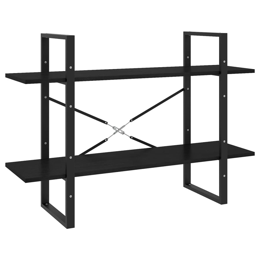 Boekenkast Met 2 Schappen Massief Grenen Zwart 100 x 30 x 70 cm Hout