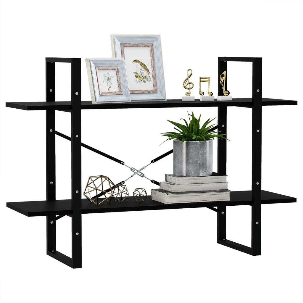 Boekenkast Met 2 Schappen Massief Grenen Zwart 100 x 30 x 70 cm Hout