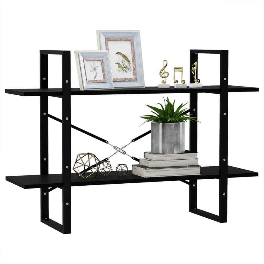 Boekenkast Met 2 Schappen Massief Grenen Zwart 100 x 30 x 70 cm Hout