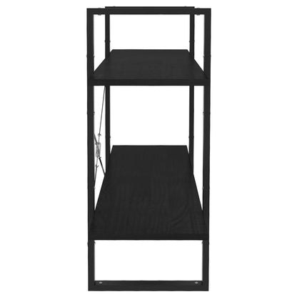 Boekenkast Met 2 Schappen Massief Grenen Zwart 100 x 30 x 70 cm Hout