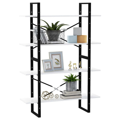 Boekenkast Met 4 Schappen Spaanplaat Wit 100 x 30 x 140 cm Bewerkt hout