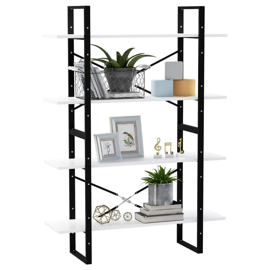 Boekenkast Met 4 Schappen Spaanplaat Wit 100 x 30 x 140 cm Bewerkt hout