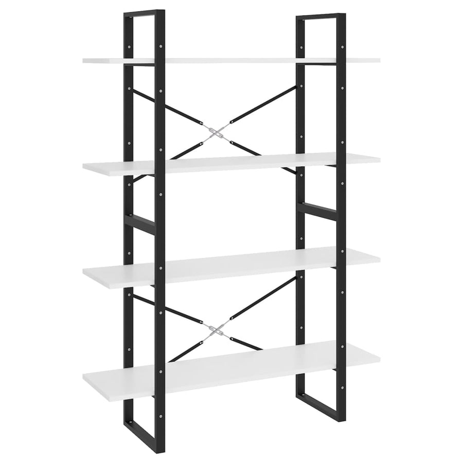 Boekenkast Met 4 Schappen Spaanplaat Wit 100 x 30 x 140 cm Bewerkt hout
