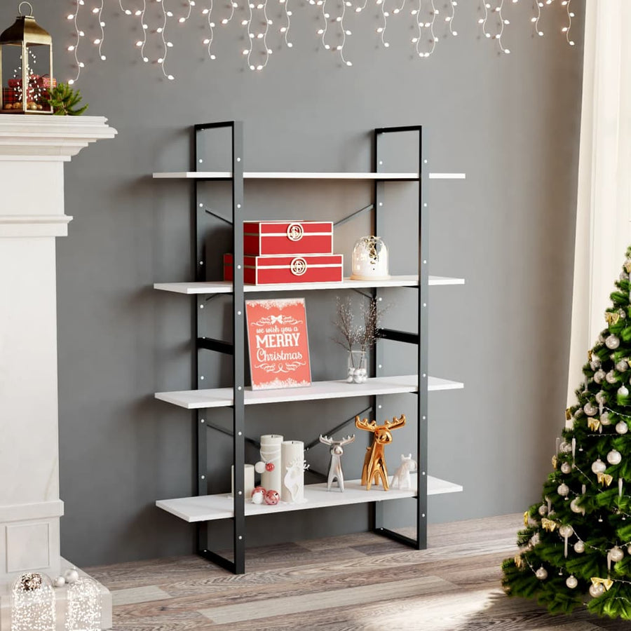 Boekenkast Met 4 Schappen Spaanplaat Wit 100 x 30 x 140 cm Bewerkt hout