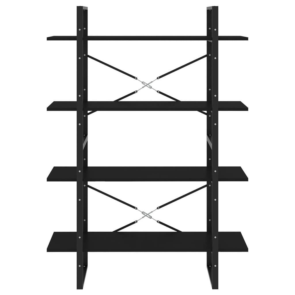 Boekenkast Met 4 Schappen Spaanplaat Zwart 100 x 30 x 140 cm Bewerkt hout