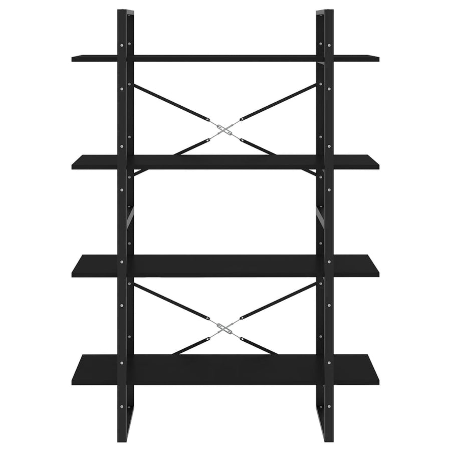 Boekenkast Met 4 Schappen Spaanplaat Zwart 100 x 30 x 140 cm Bewerkt hout
