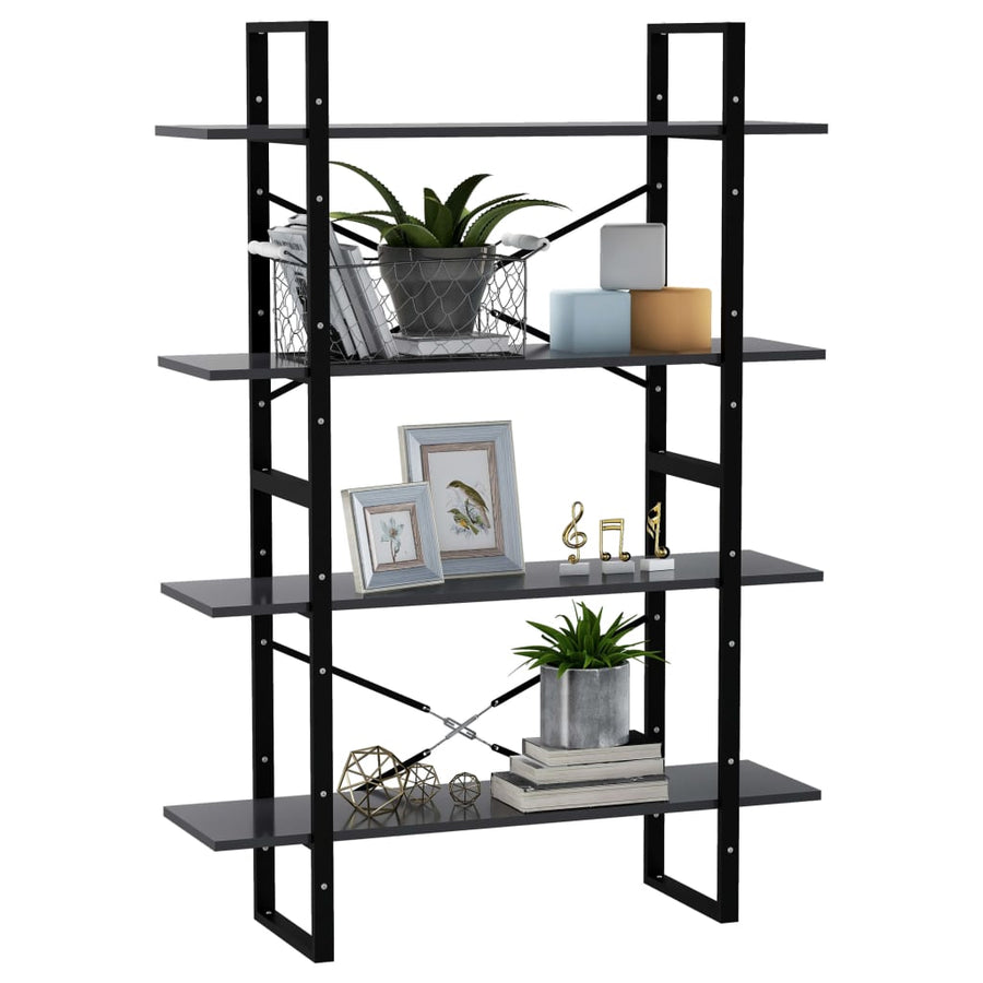 Boekenkast Met 4 Schappen Spaanplaat Grijs 100 x 30 x 140 cm Bewerkt hout