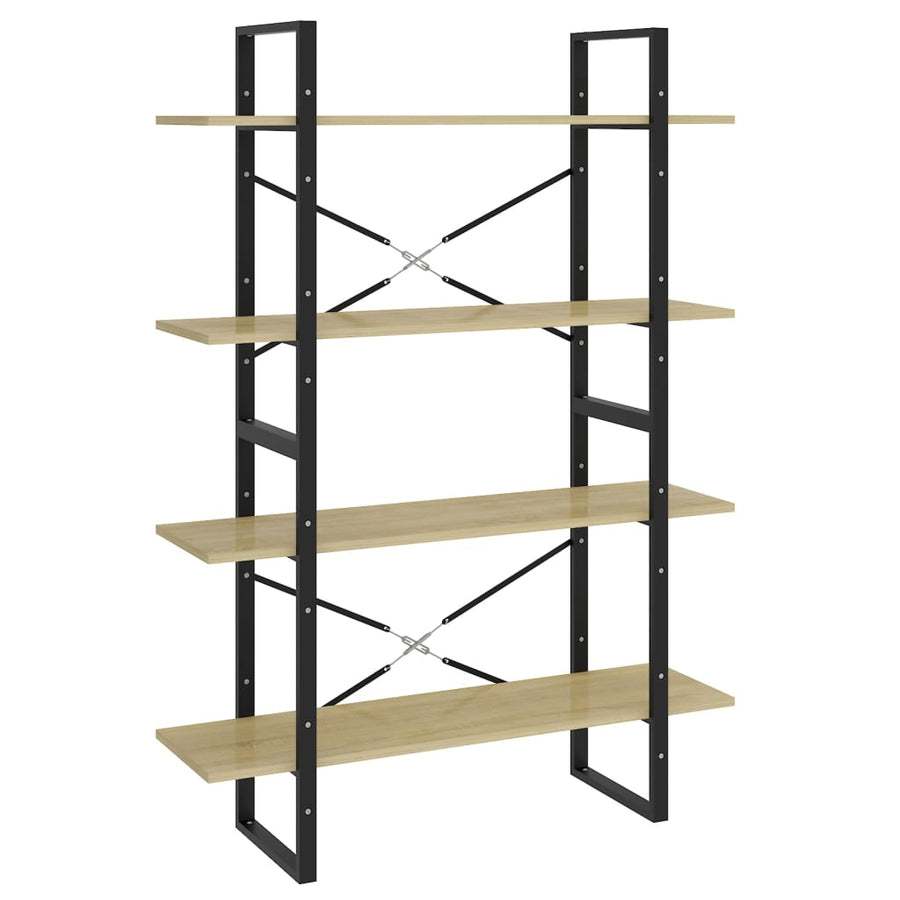 Boekenkast Met 4 Schappen Spaanplaat Sonoma Eiken 100 x 30 x 140 cm Bewerkt hout
