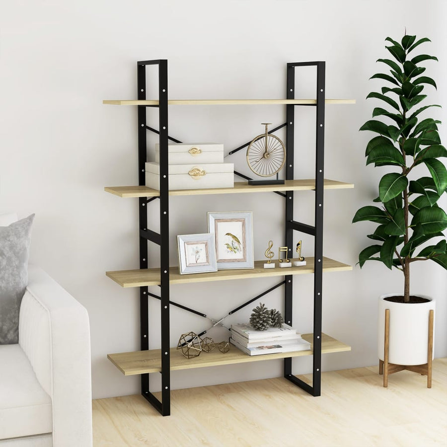 Boekenkast Met 4 Schappen Spaanplaat Sonoma Eiken 100 x 30 x 140 cm Bewerkt hout