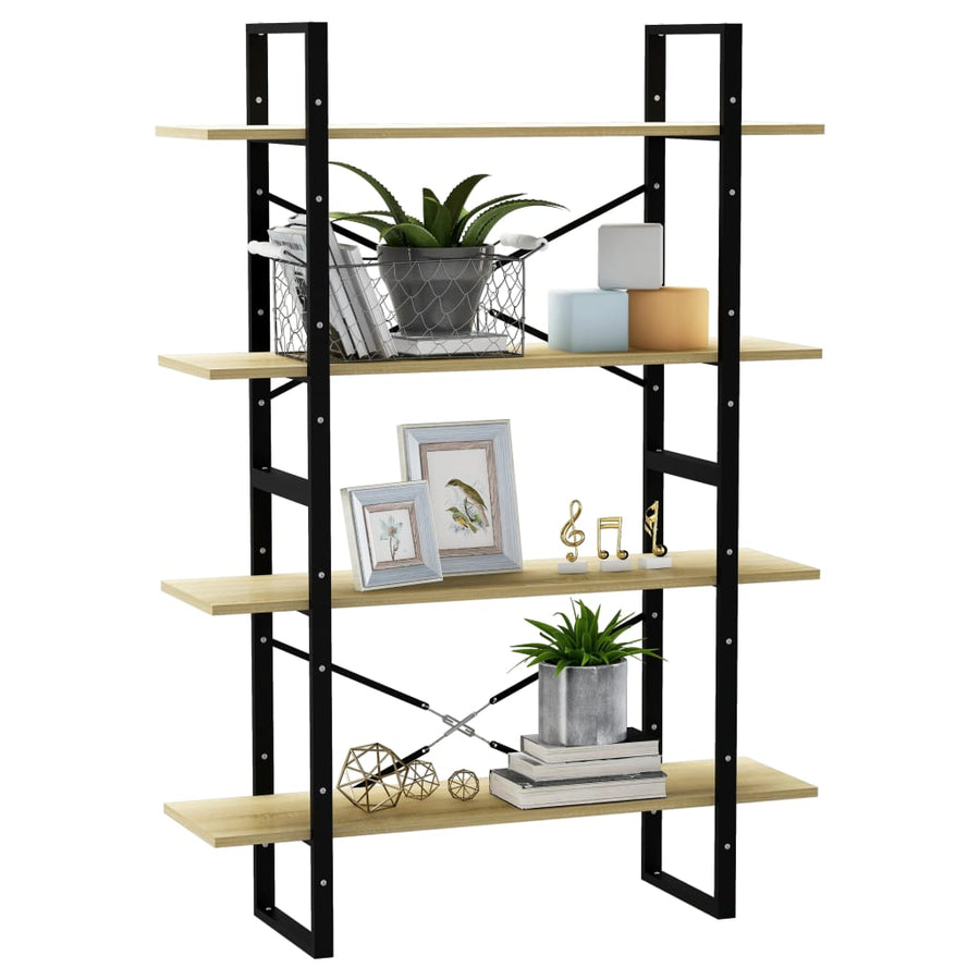 Boekenkast Met 4 Schappen Spaanplaat Sonoma Eiken 100 x 30 x 140 cm Bewerkt hout
