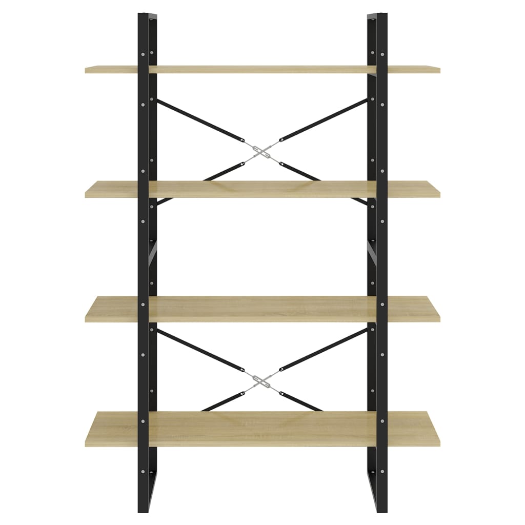 Boekenkast Met 4 Schappen Spaanplaat Sonoma Eiken 100 x 30 x 140 cm Bewerkt hout