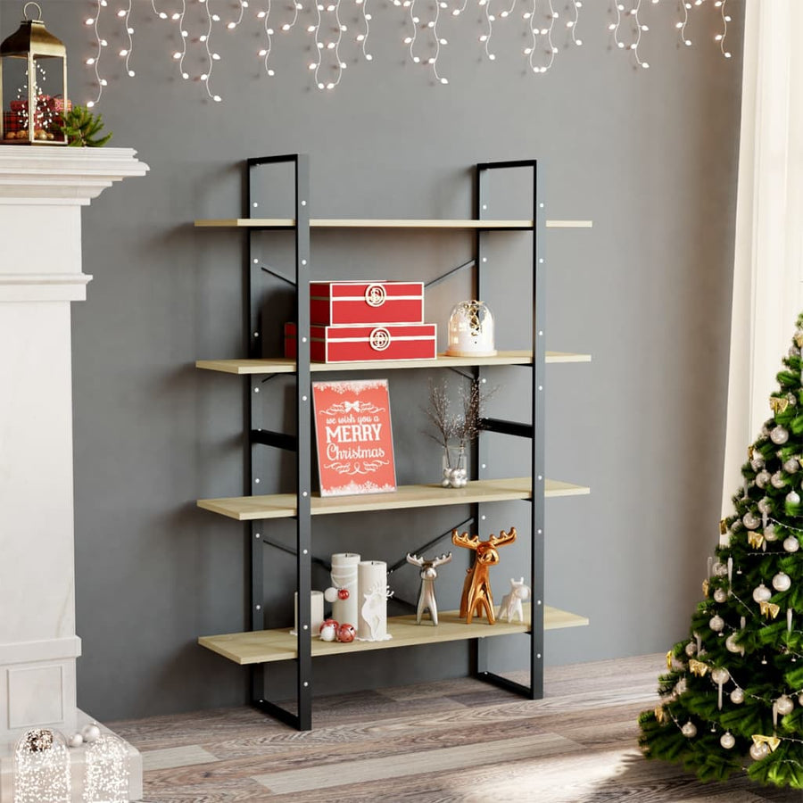 Boekenkast Met 4 Schappen Spaanplaat Sonoma Eiken 100 x 30 x 140 cm Bewerkt hout