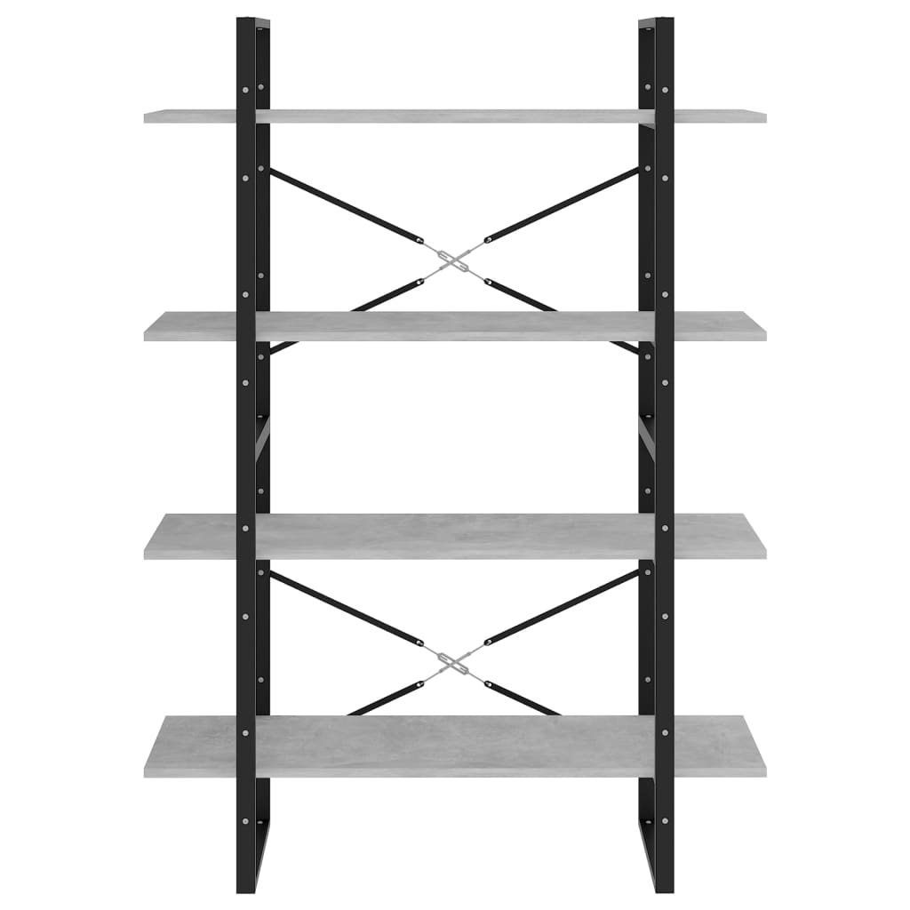 Boekenkast Met 4 Schappen Spaanplaat Betongrijs 100 x 30 x 140 cm Bewerkt hout