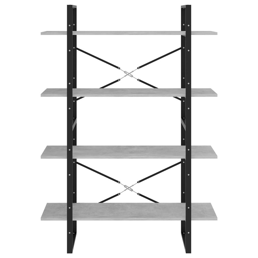 Boekenkast Met 4 Schappen Spaanplaat Betongrijs 100 x 30 x 140 cm Bewerkt hout