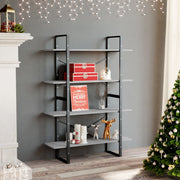 Boekenkast 4 schappen 40x24x142 cm spaanplaat betongrijs