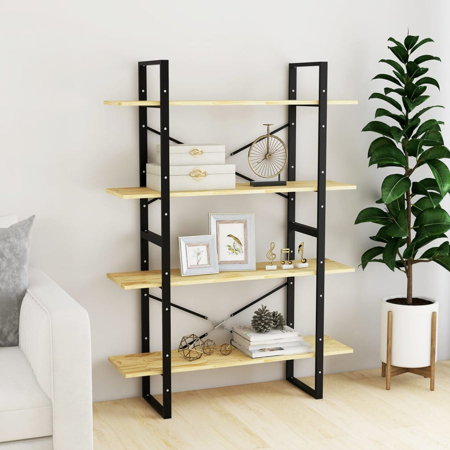 Boekenkast Met 4 Schappen Massief Grenen Naturel 100 x 30 x 140 cm Hout