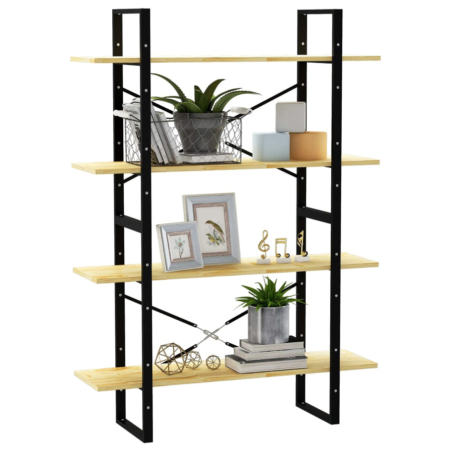 Boekenkast Met 4 Schappen Massief Grenen Naturel 100 x 30 x 140 cm Hout