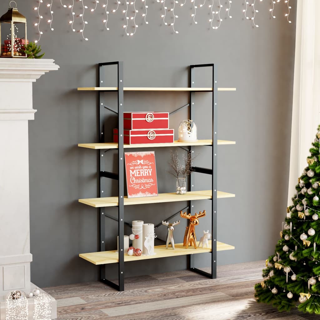 Boekenkast Met 4 Schappen Massief Grenen Naturel 100 x 30 x 140 cm Hout