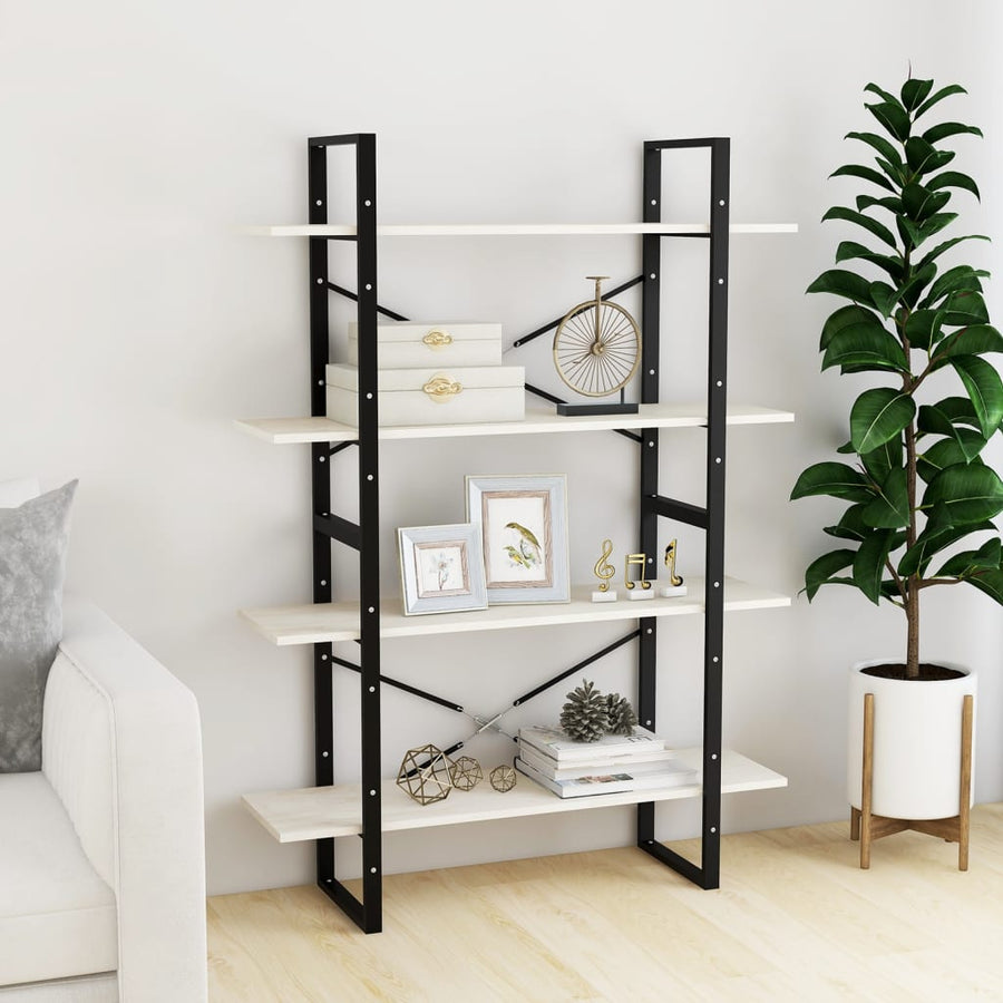 Boekenkast Met 4 Schappen Massief Grenen Wit 100 x 30 x 140 cm Hout