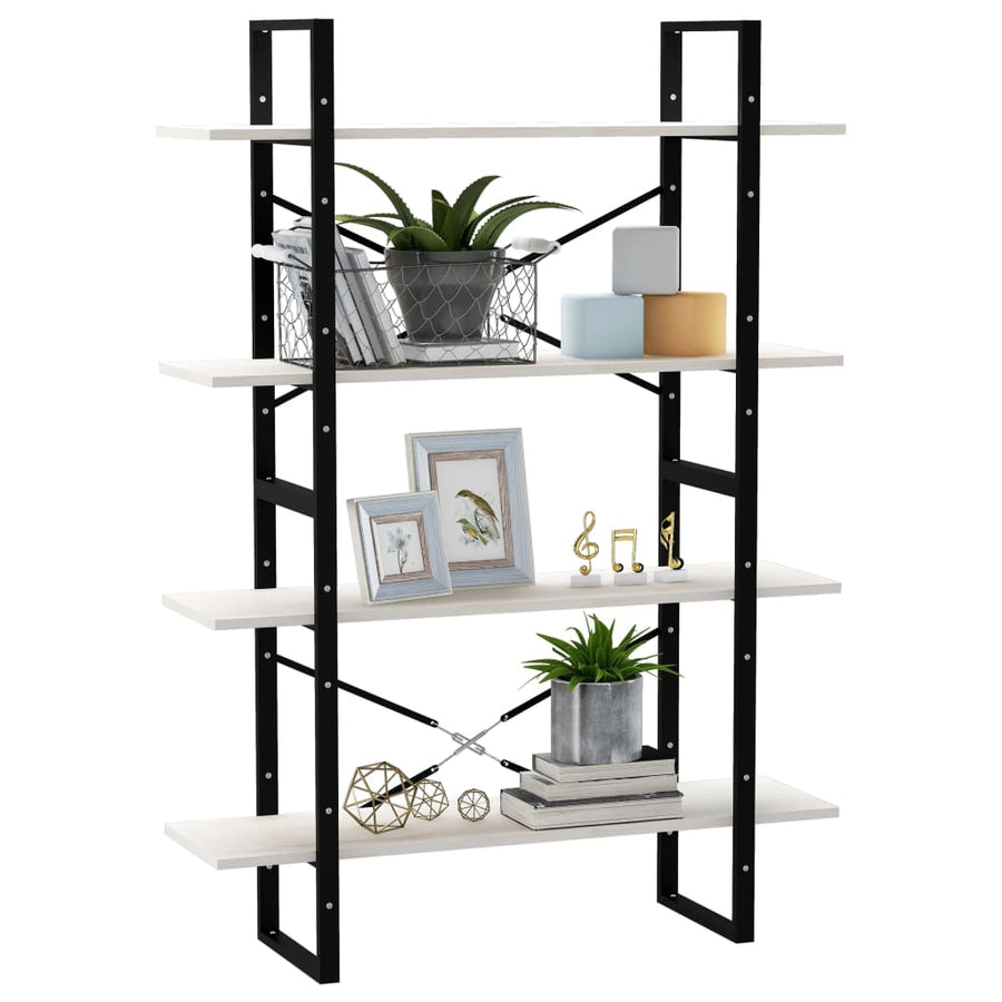 Boekenkast Met 4 Schappen Massief Grenen Wit 100 x 30 x 140 cm Hout