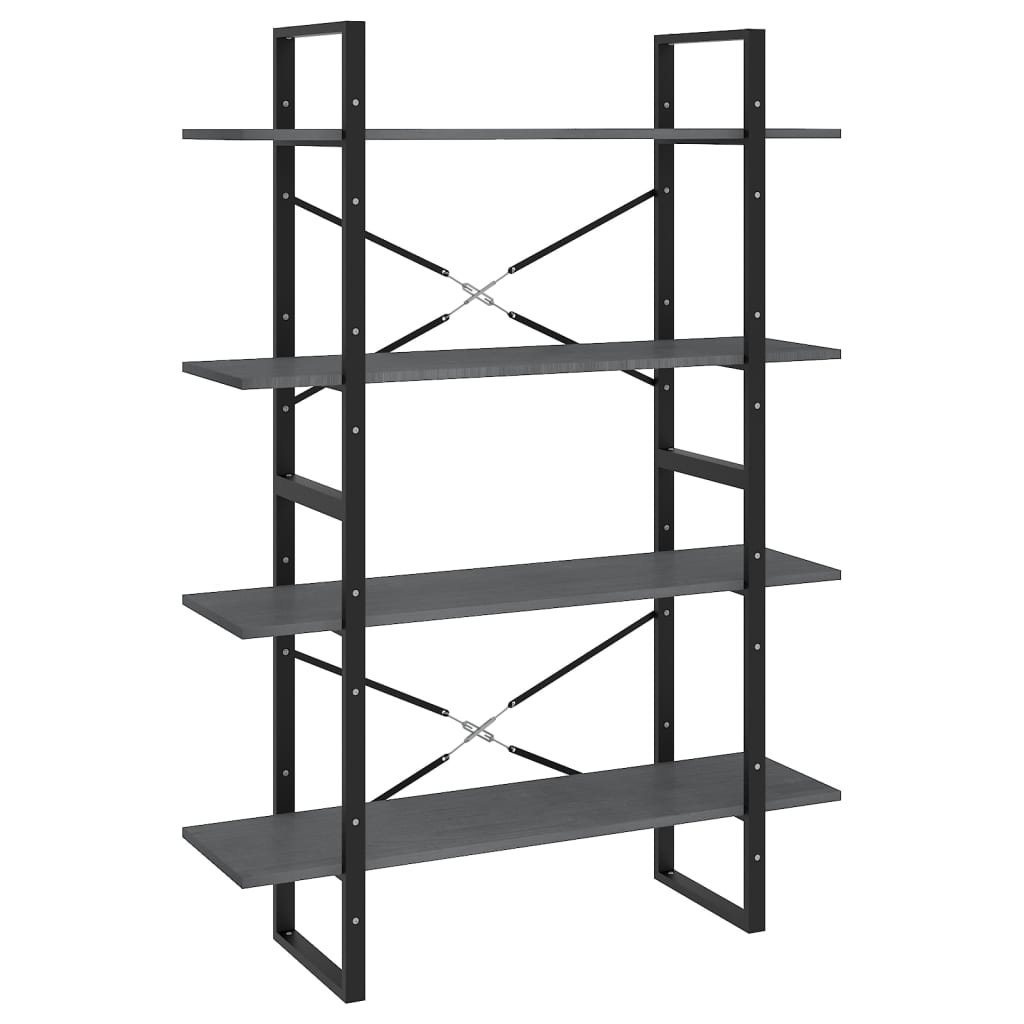 Boekenkast Met 4 Schappen Grenen Grijs 100 x 30 x 140 cm Hout
